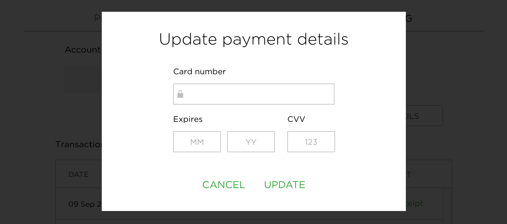 Update payment details