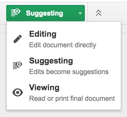 Google Docs Suggesting mode